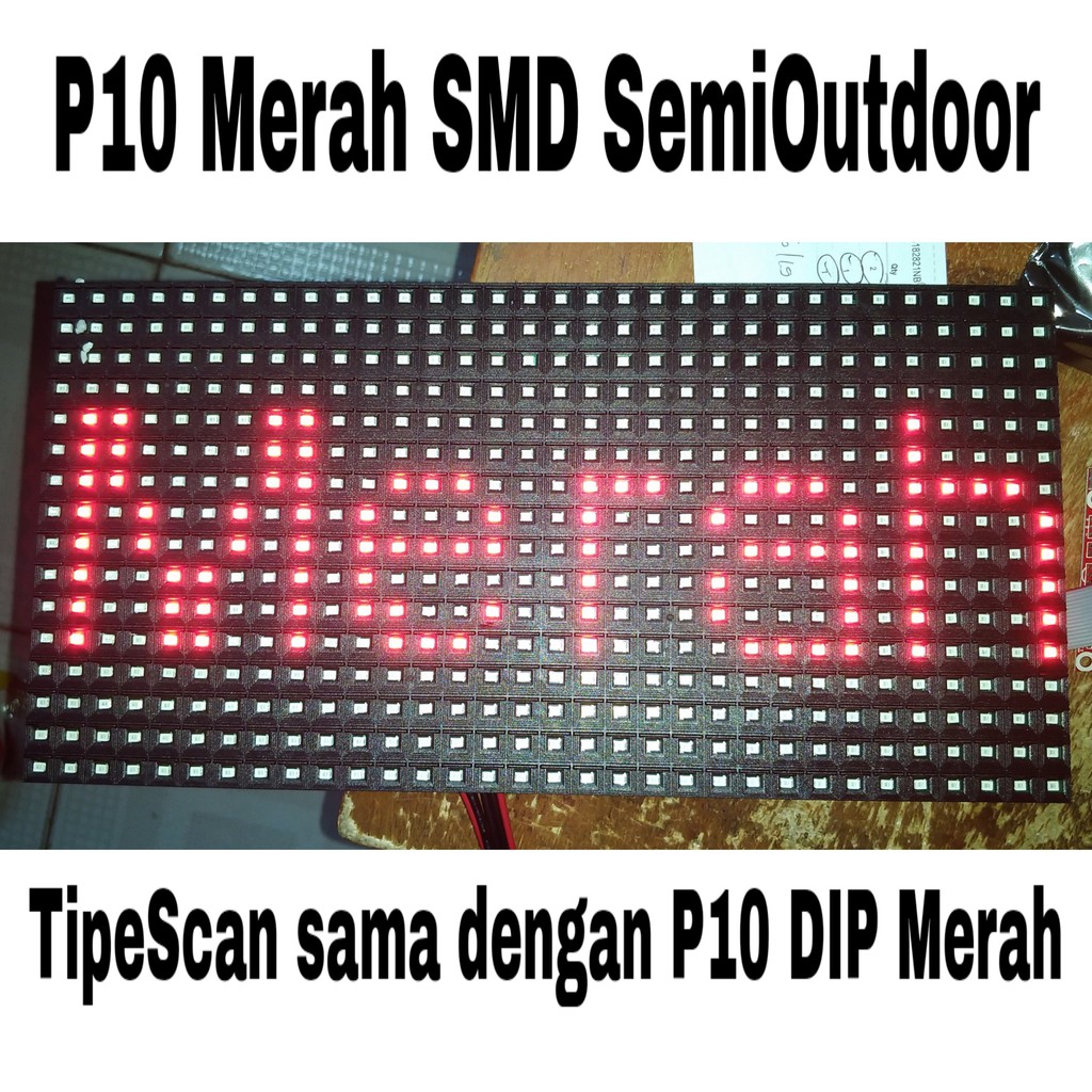 Jual Panel Modul LED P10 Merah SMD Semioutdoor Indoor HUB12 32x16cm