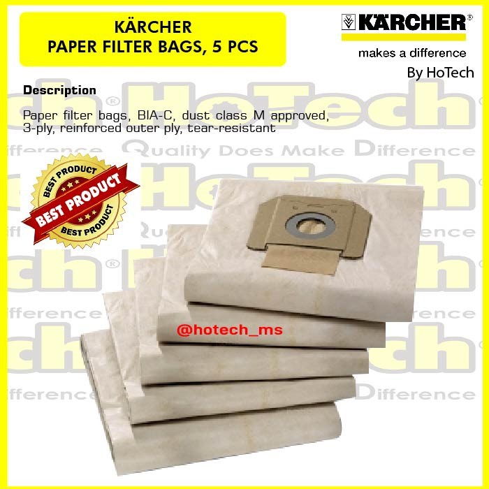 Jual Karcher Paper Filter Bags For NT 70 Professional Vacuum Cleaner