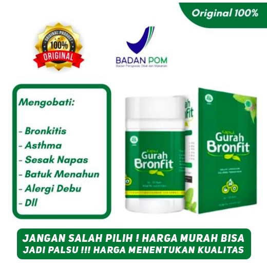 Jual 100 ASLI Kapsul Gurah Bronfit NATURAFIT HERBAL Obat Asma Paru