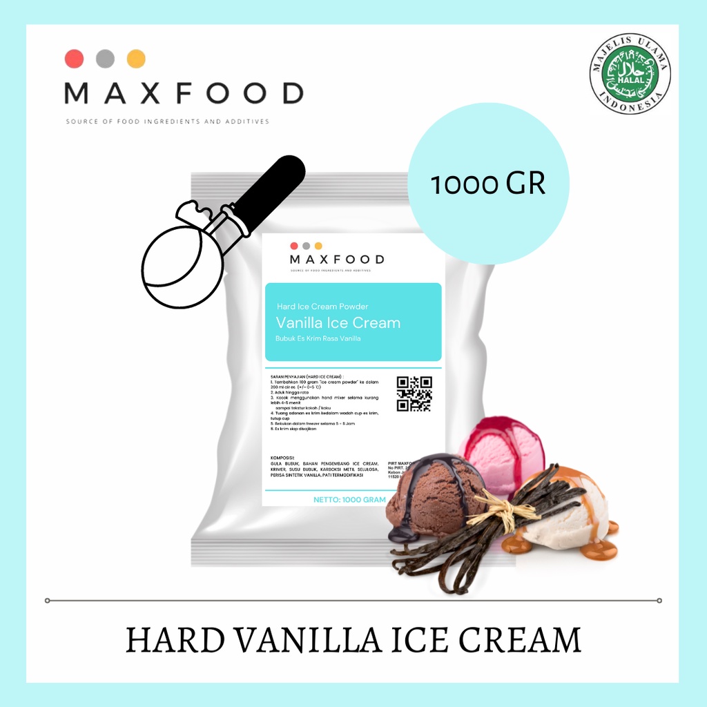 Jual Maxfood Hard Ice Cream Vanilla Powder Bubuk Es Krim Rasa