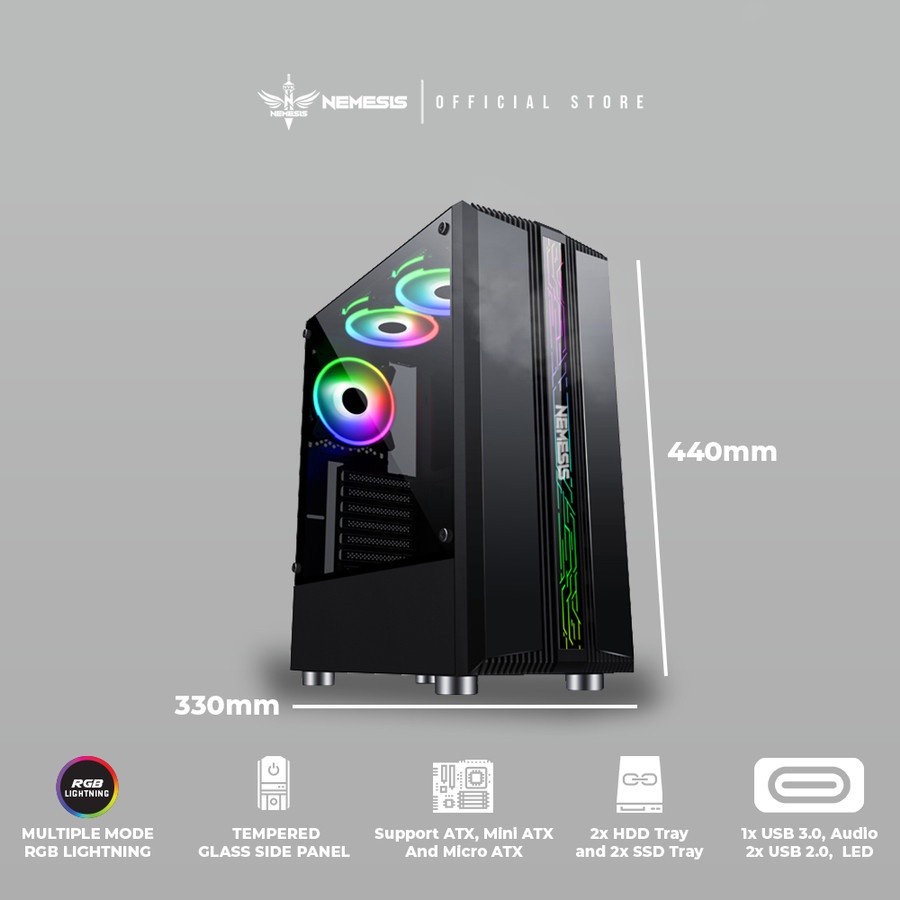 Jual NYK Nemesis PC Case Gaming T30 Shadow PC Casing Shopee Indonesia