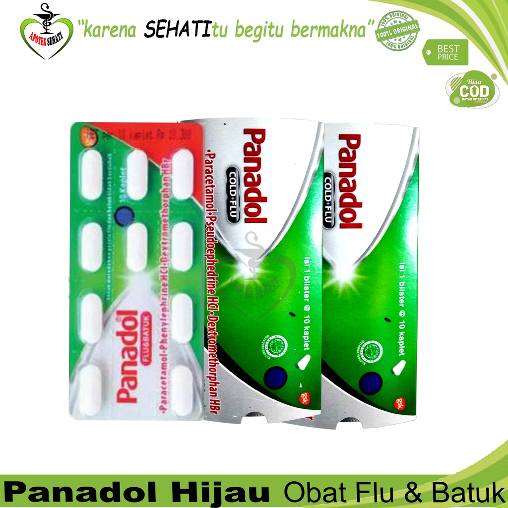 Jual Panadol Hijau Cold And Flu Strip Isi Kaplet Obat Flu Batuk