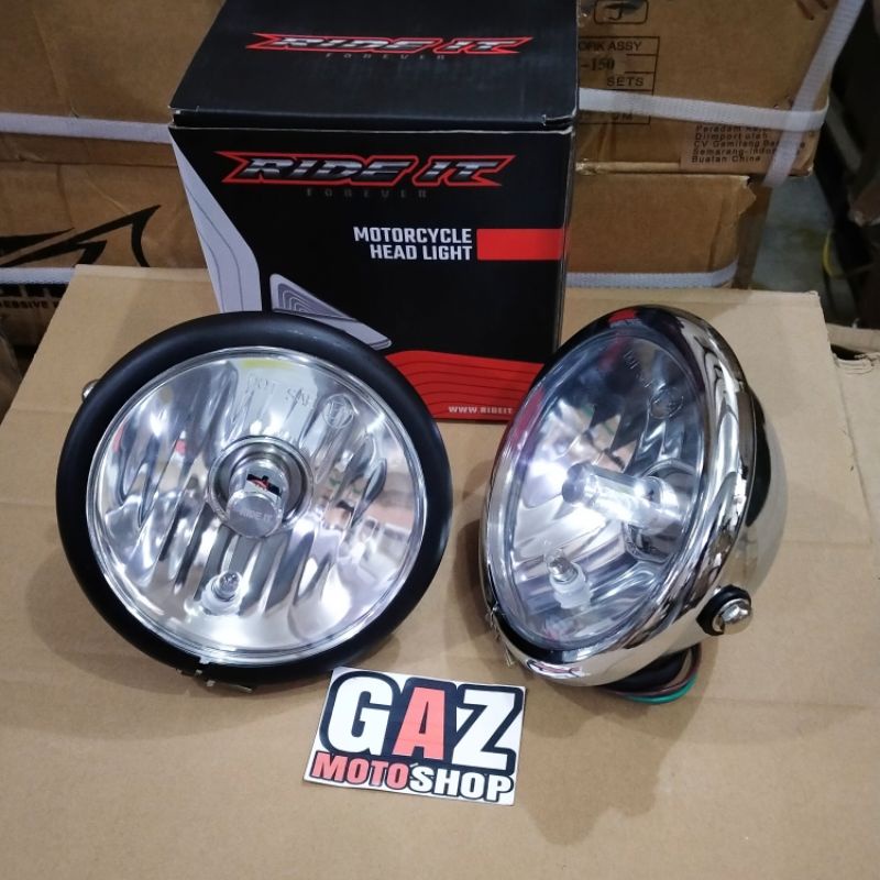 Jual Headlamp Jute Pesek Hitam Crhome Lampu Depan CB GL Japstyle