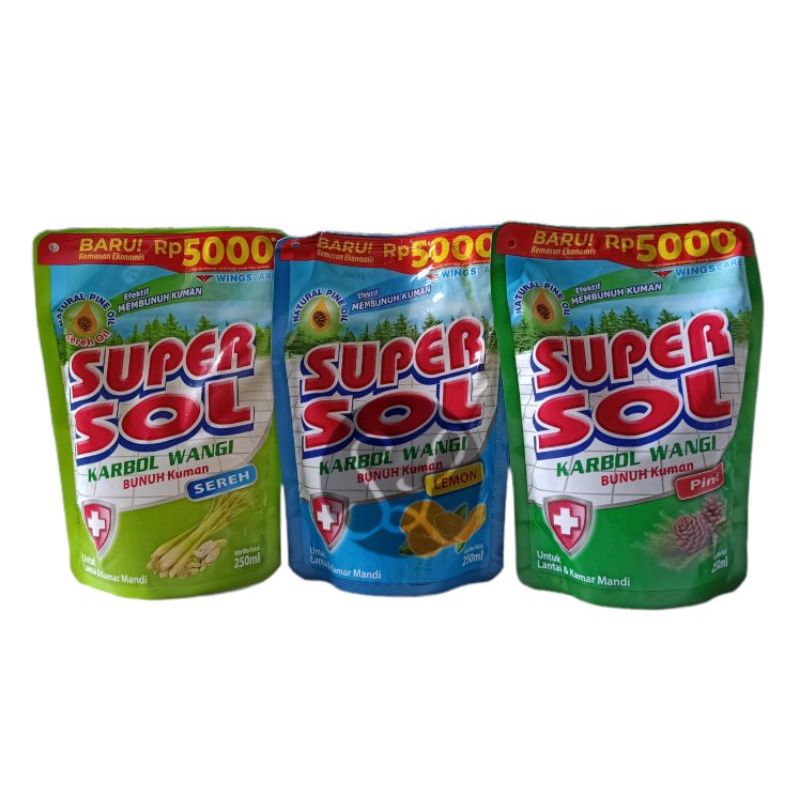 Jual Super Sol 5000 Super Sol Karbol Pembersih Lantai 250ml Refil