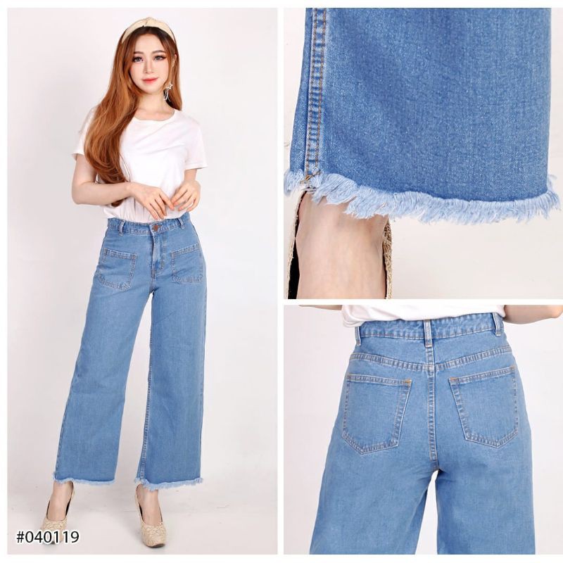 Jual Celana Panjang Highwaist Kulot Jeans Wanita Shopee Indonesia