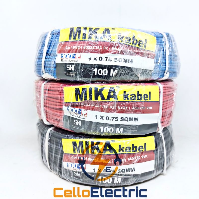 Jual Kabel Serabut Tembaga MIKA 1x0 75 NYAF 100 Meter Kabel Serabut