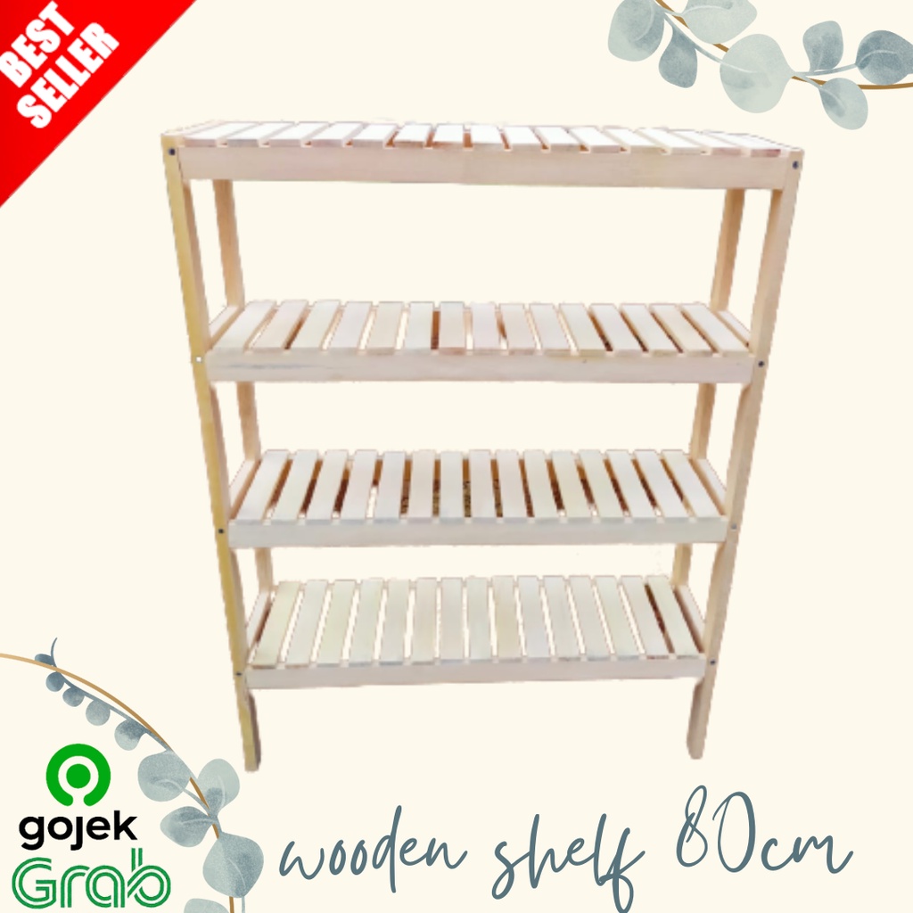 Jual Otto Wooden Shelf 80CM 4 Susun Rak Kayu Rak Serbaguna Rak