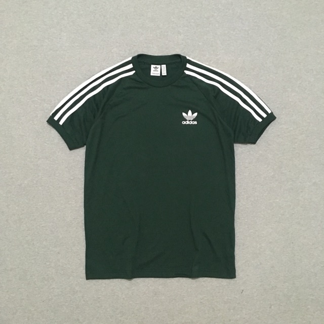 Jual Kaos Adidas Retro California Warna Hijau Army Stripe Putih