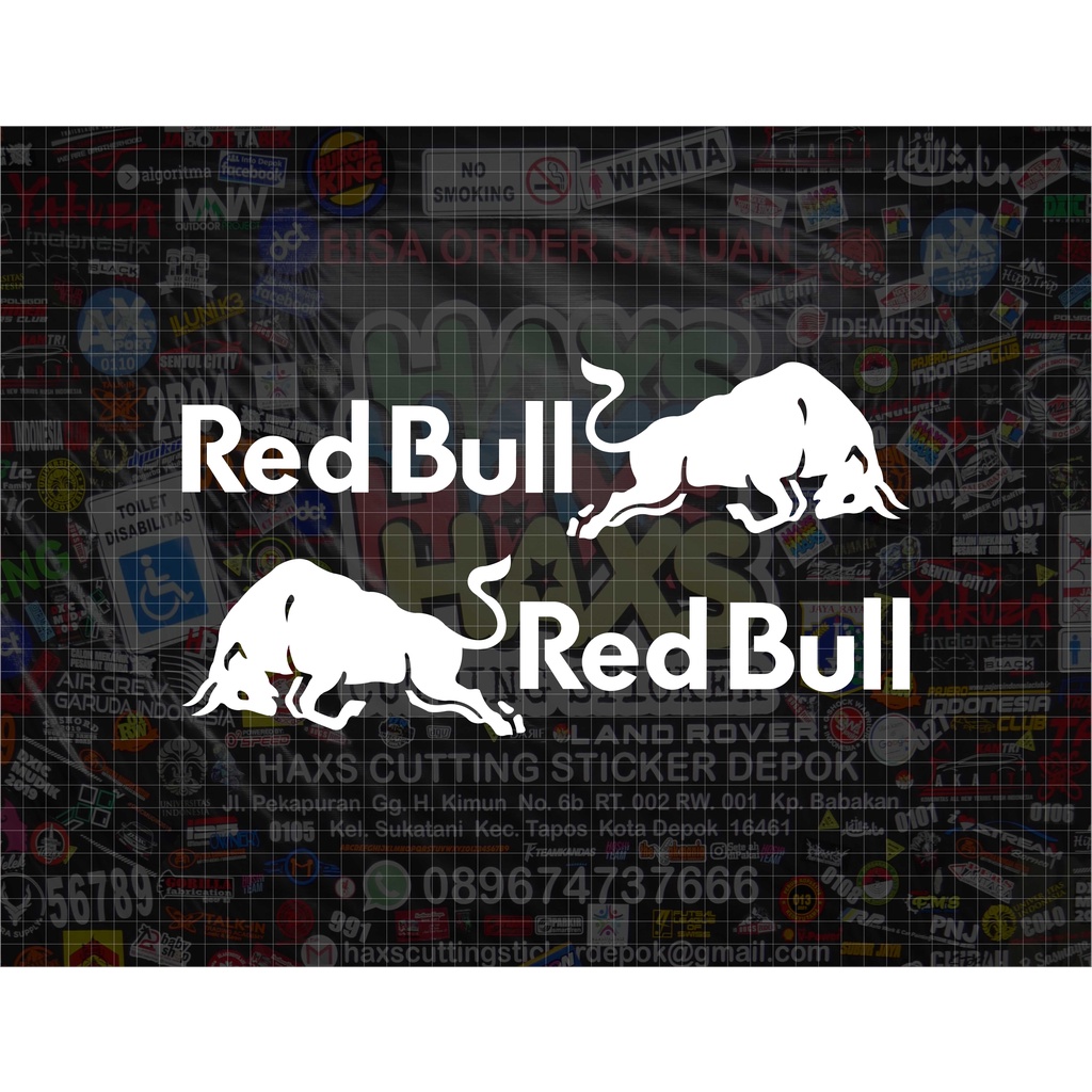 Jual Cutting Sticker Red Bull Logo Dan Tulisan Sepasang Ukuran Perpcs