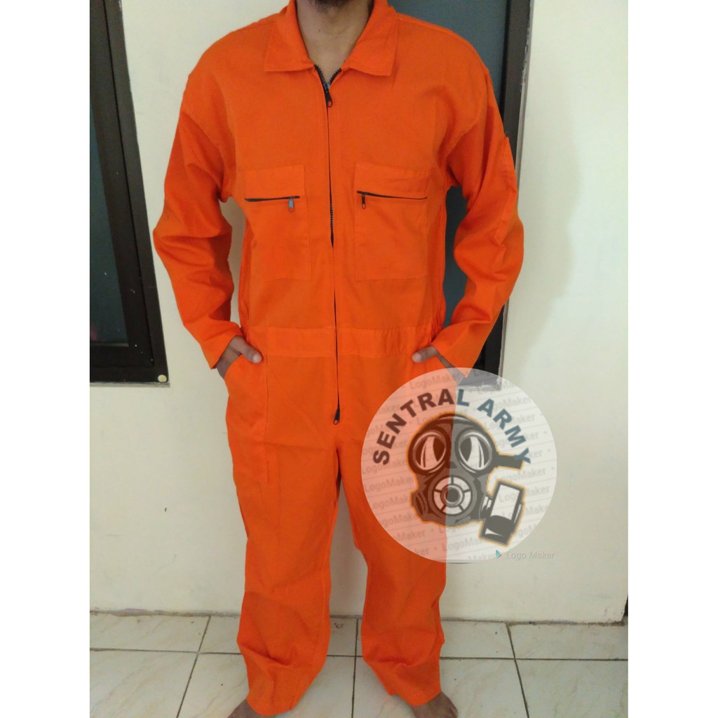 Jual Katelpak Oren Polos Wearpak Terusan Coverall Seragam Proyek