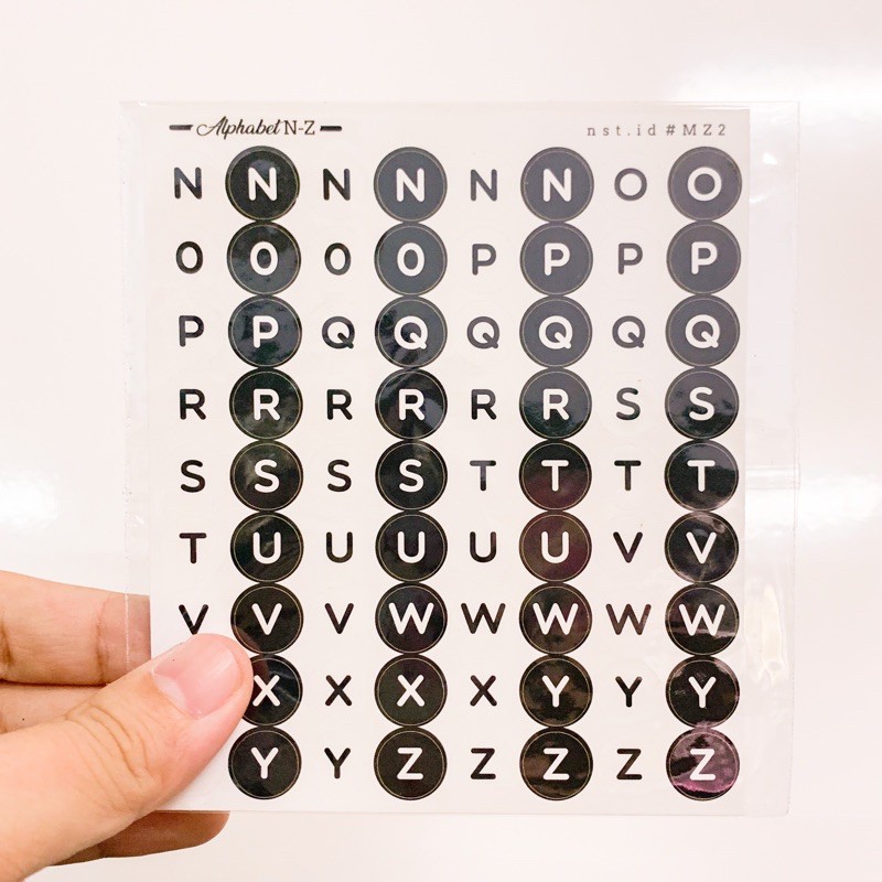 Jual Stiker Alphabet Huruf Aesthetic Bujo Planner Journal Hitam Putih