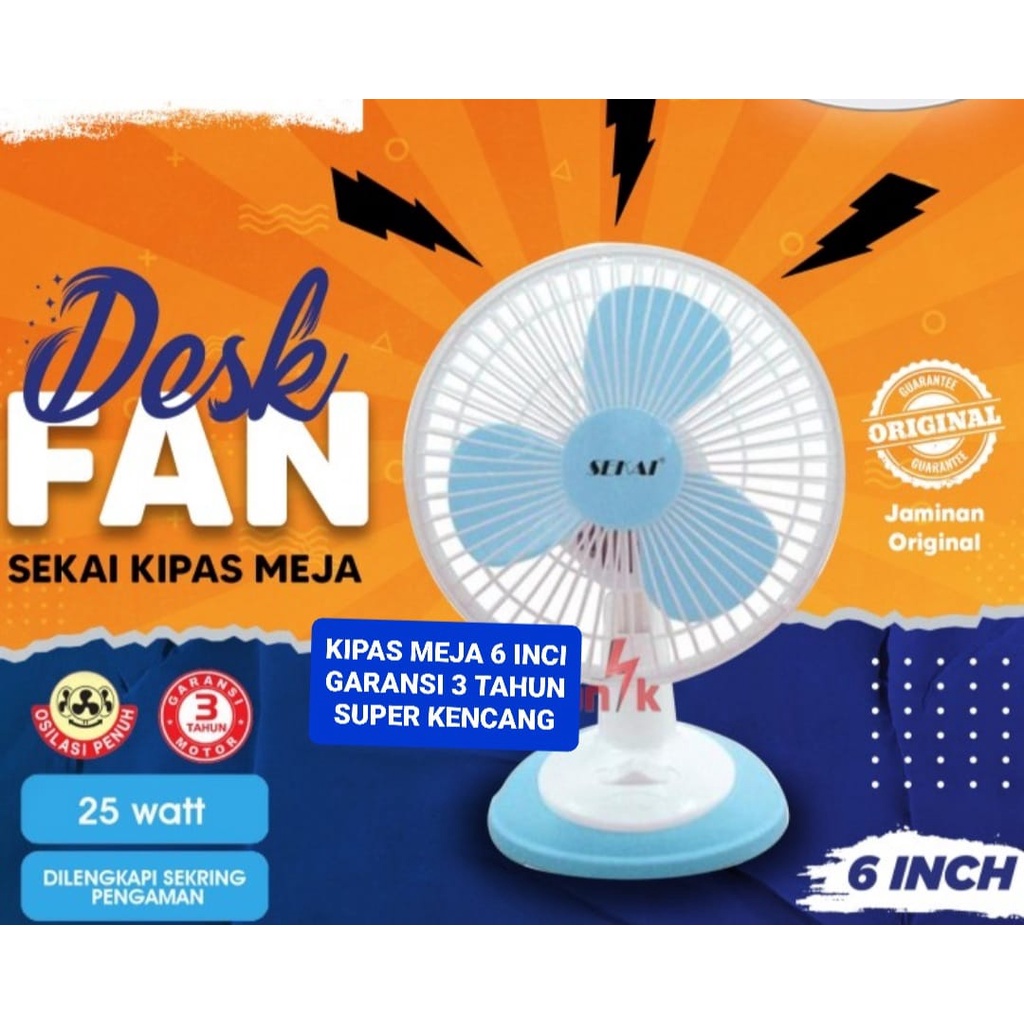 Jual ORIGINAL SEKAI DESK FAN KIPAS ANGIN MEJA 6 INCI TABLE DUDUK