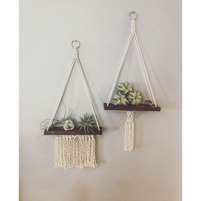 Jual LANGSUNG KIRIM Macrame Ambalan Rak Gantung Kayu Shopee Indonesia