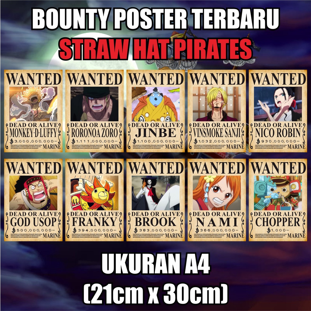 Jual New Wanted Poster Bounty Terbaru After Wanokuni Anime Manga One