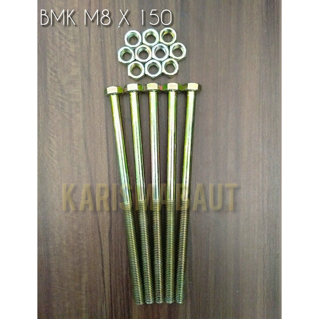 Jual 1 Set Baut Mur BMK M8X150 Baut Mur Kuning M8 X 150 Shopee