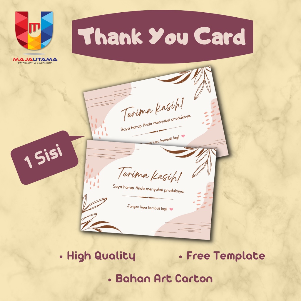 Jual Thank You Card Custom Kartu Ucapan Kartu Souvenir Sisi