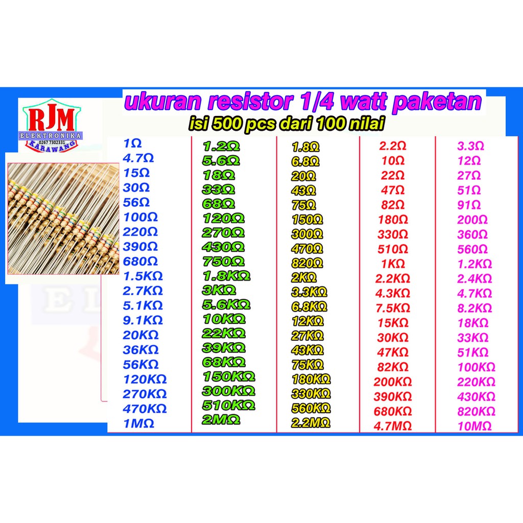 Jual Paket Resistor 1 4w Isi 500 Pcs Shopee Indonesia