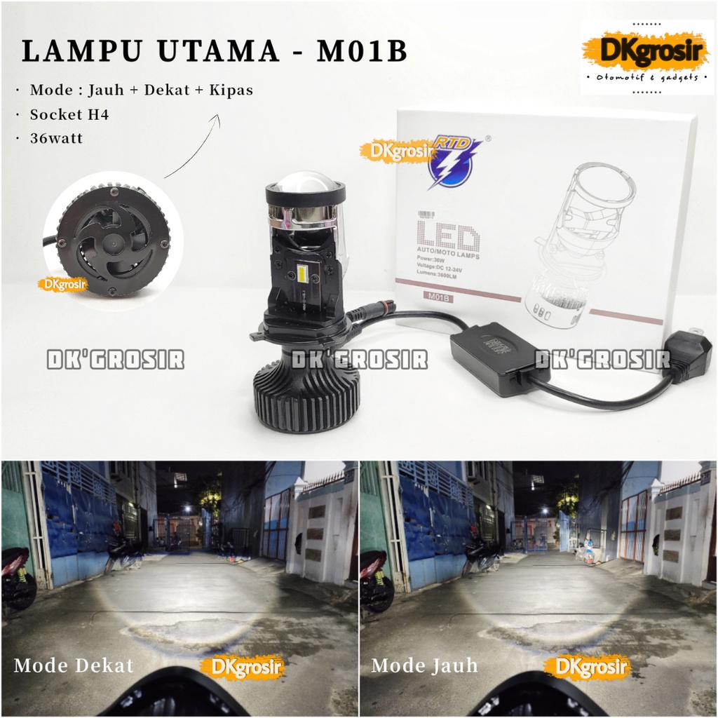 Jual RTD Rayton Lampu Utama Led M01B Kipas H4 36W Lampu Depan