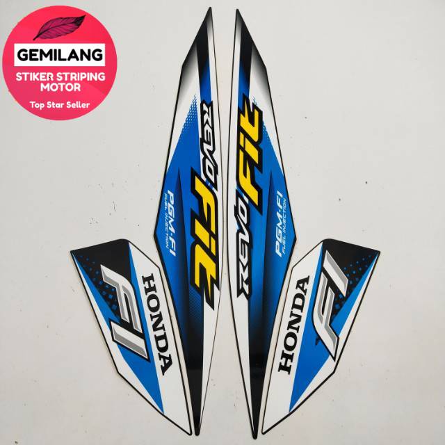 Jual Striping Decal Polet Sticker Honda Revo Fit Hitam Lis Biru