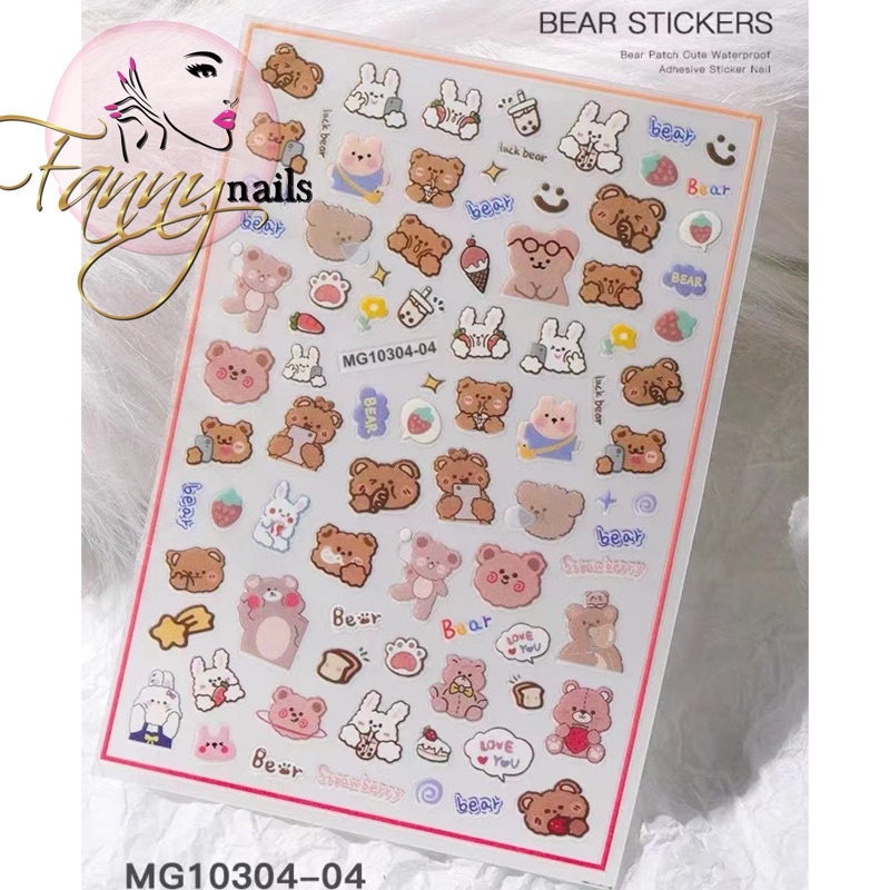 Jual STICKER KUKU BEAR STICKERS PREMIUM 3D 5D STIKER KUKU NAIL STICKER