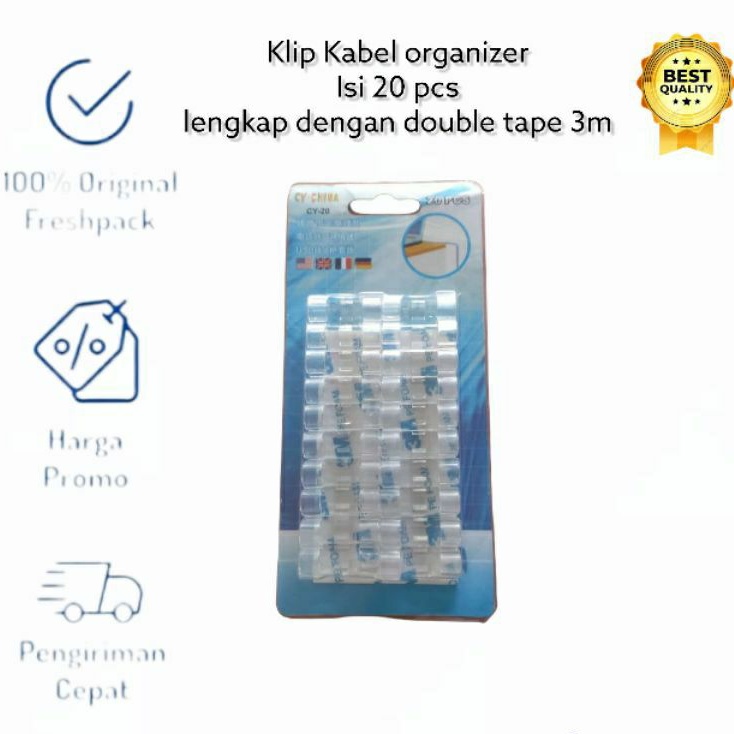 Jual Klip Kabel Organizer Cable Clip Per Pack Isi 20 Pcs Pengikat Kabel