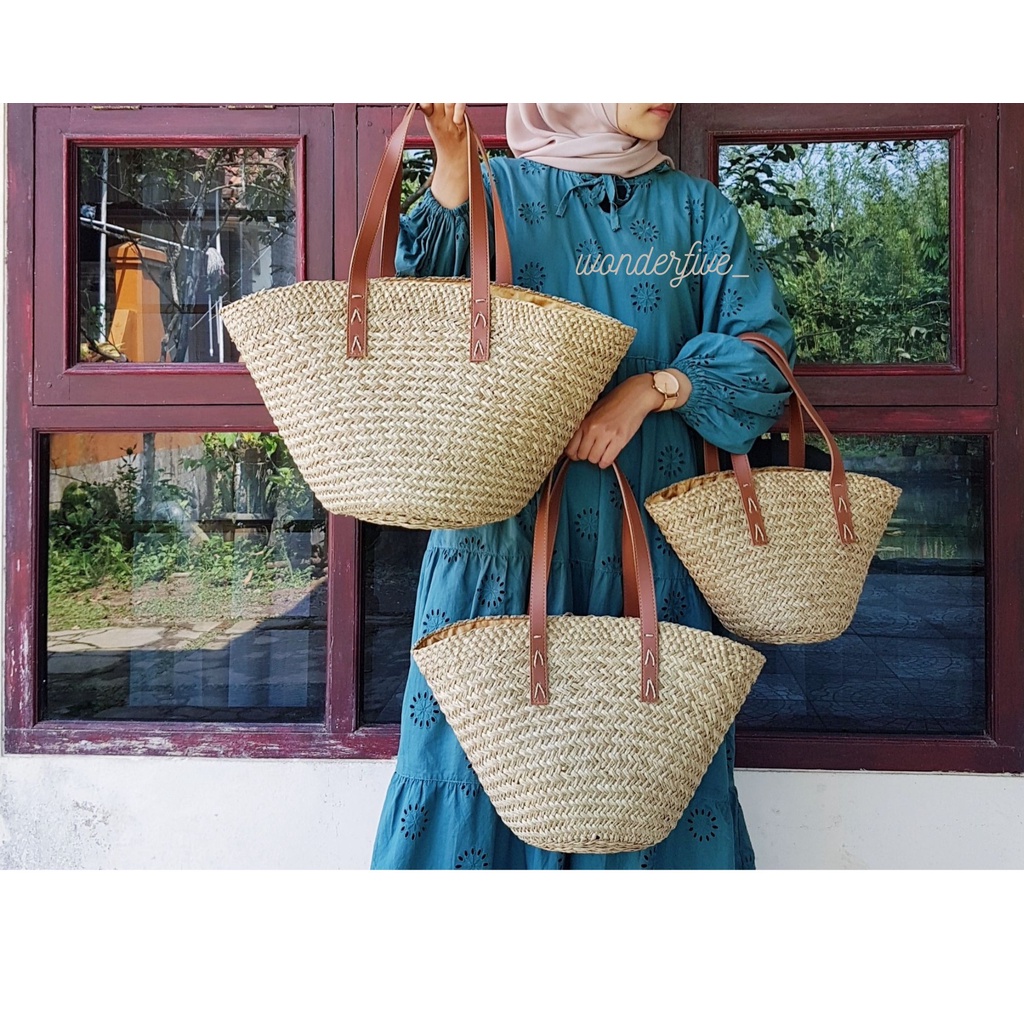 Jual Tas Anyaman Kerajinan Mendong Pandan Natural Vinyl Tas Etnik