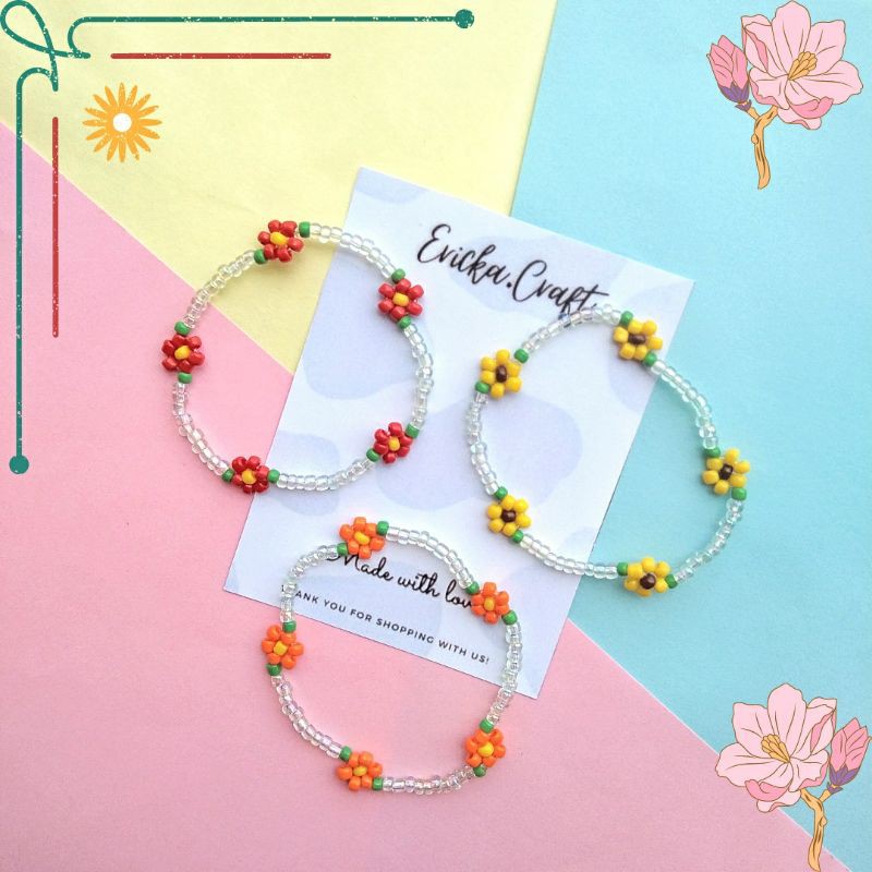 Jual Cute Daisy Bracelet Beads Gelang Manik Kpop Korea By Ericka