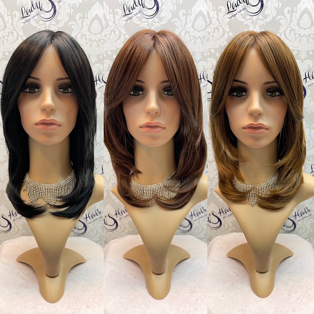 Jual Wig Rambut Palsu Wanita Segi Layer Curtain Bangs Model Korea Bahan