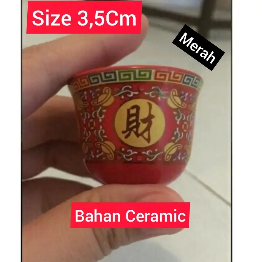 Jual Cangkir Cawan Puja Persembahan Altar Zhao Chai Ceramic Cup Merah