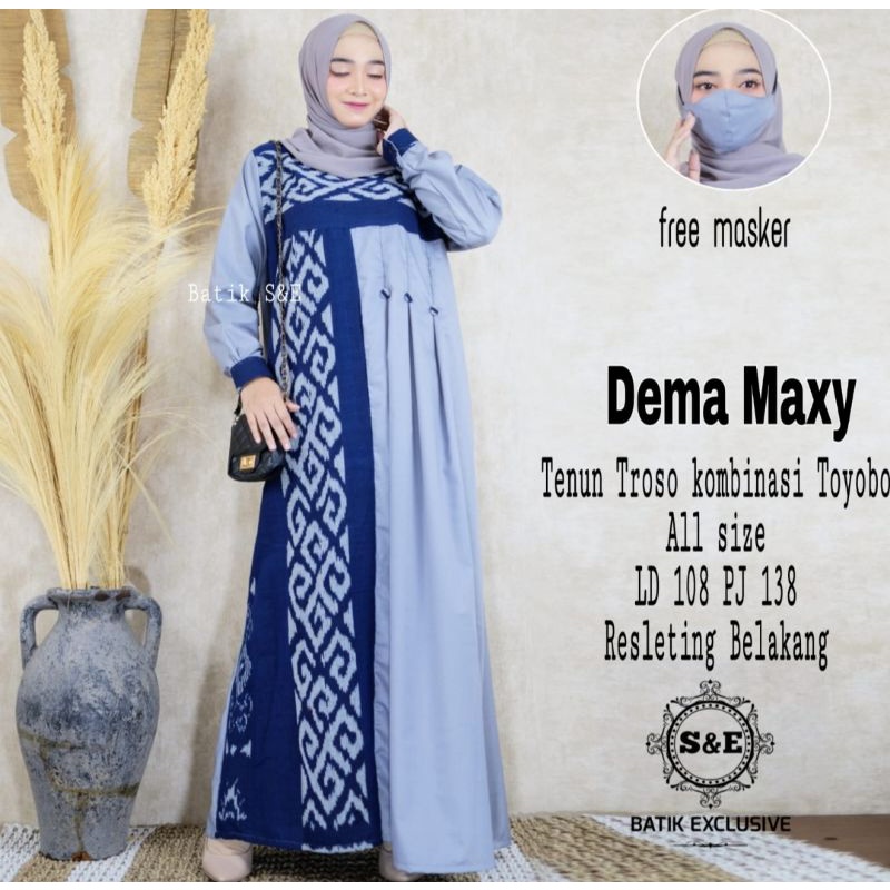 Jual Dema Maxy Gamis Tenun Troso Kombinasi Toyobo Shopee Indonesia