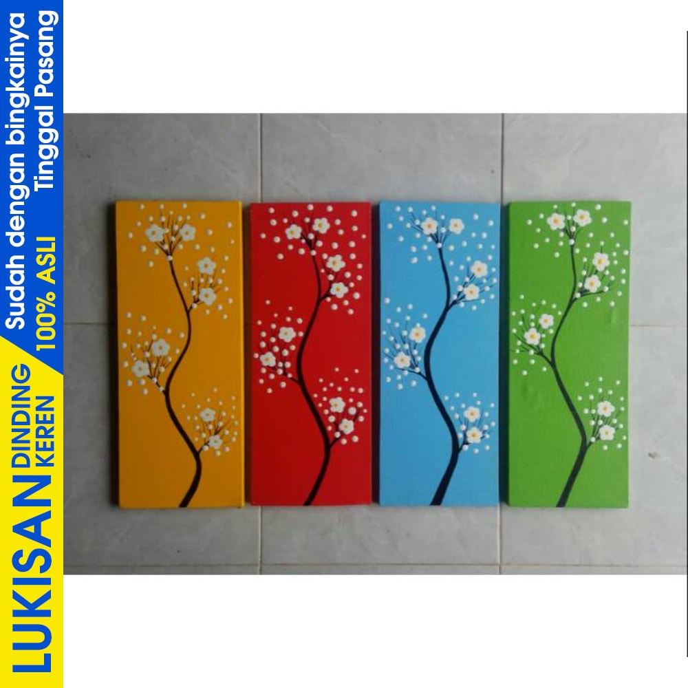 Jual Lukisan Panel Bunga Sakura 4 Warna Lukisan Bunga Sakura Minimalis