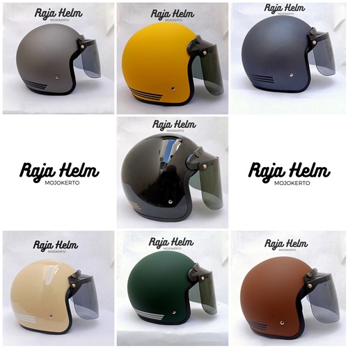 Jual Helm Bogo Dewasa Polos Wanita Klasik Full Leher Motif Garis Free