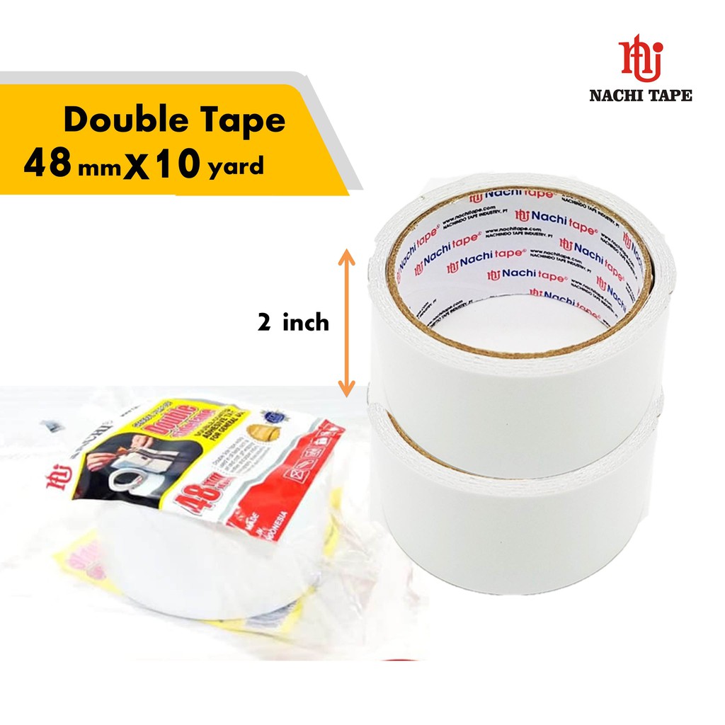 Jual ISOLASI DOUBLE TAPE 48 MM X 10 YARD ISOLASI BOLAK BALIK NACHI