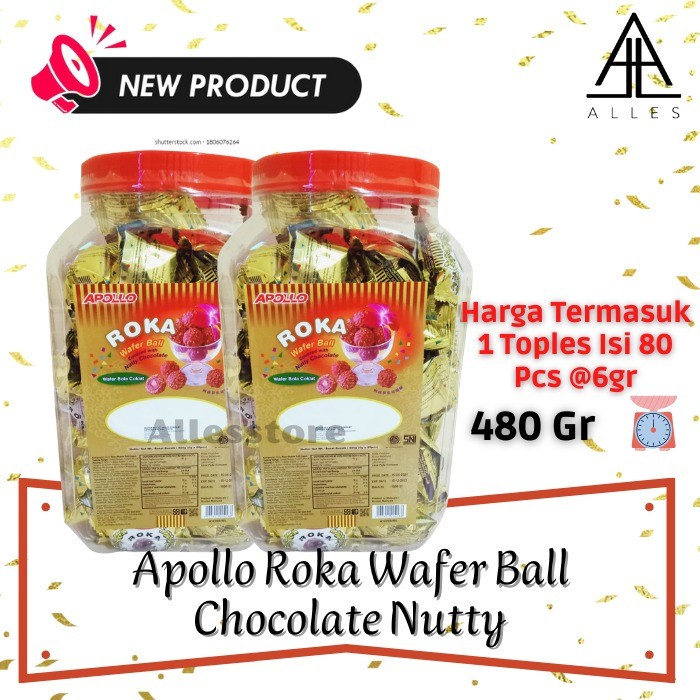 Jual Apollo Roka Wafer Ball Biskuit Roka Roka Toples Isi 80 480