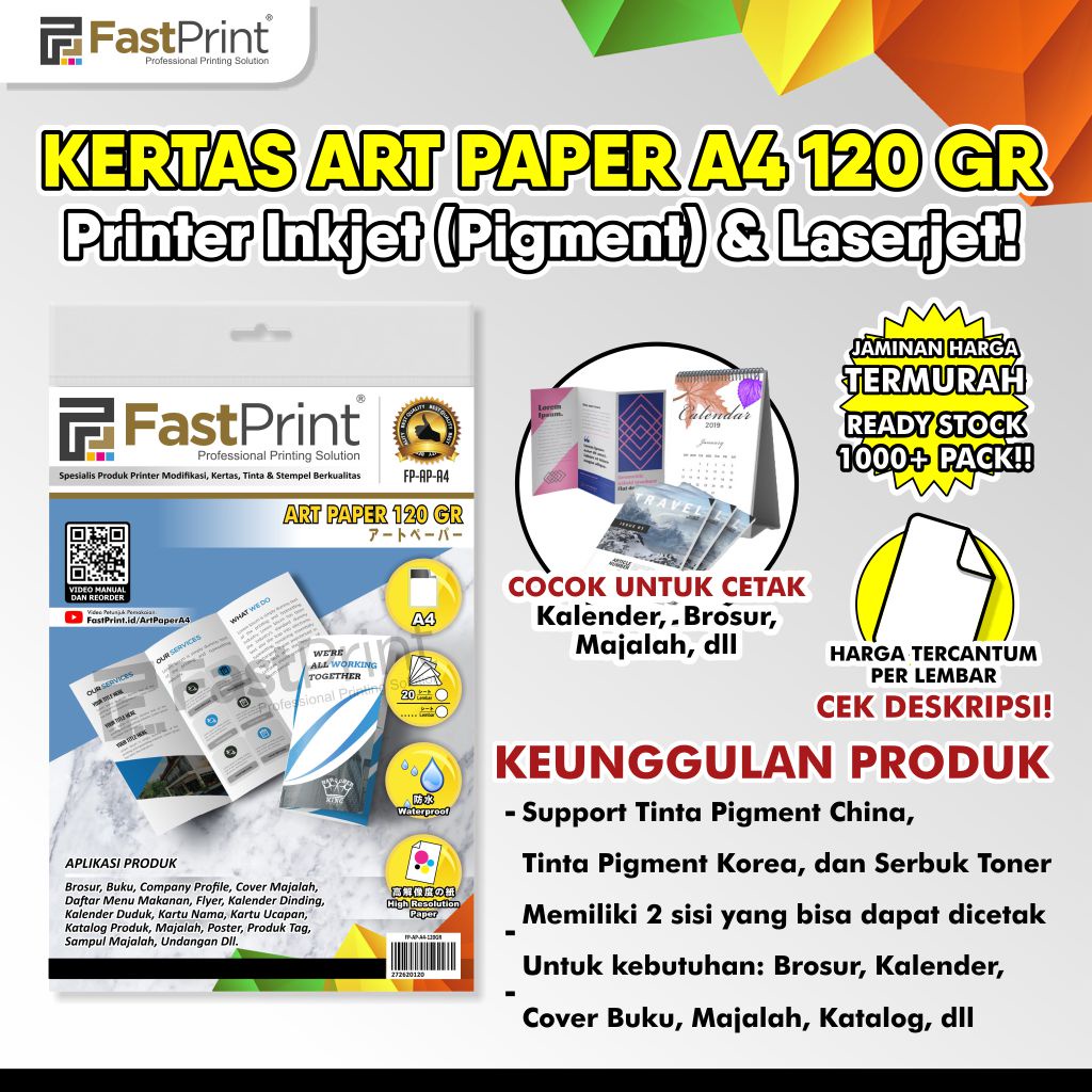 Jual Fast Print Kertas Art Paper Brosur Glossy Ukuran A4 120gr Shopee