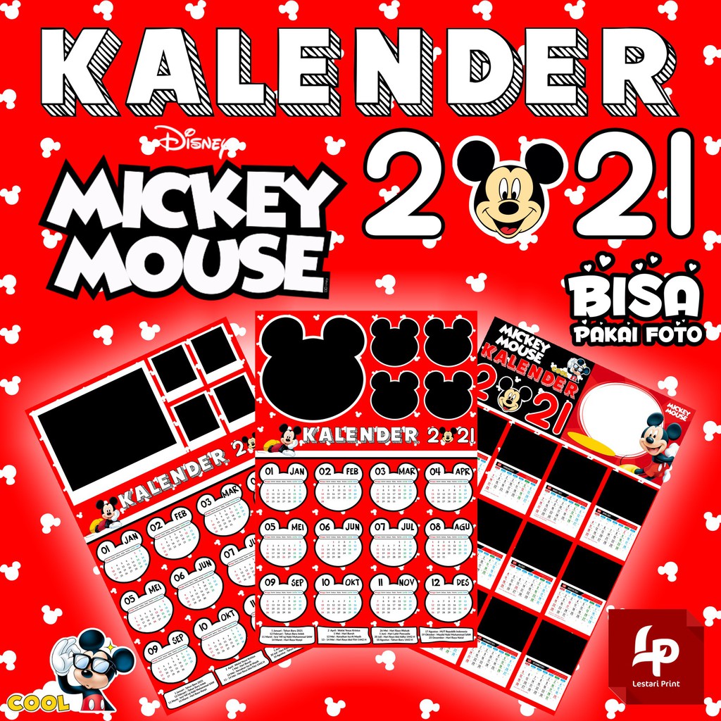 Jual Kalender Dinding Mickey Mouse Bisa Pakai Foto Karakter