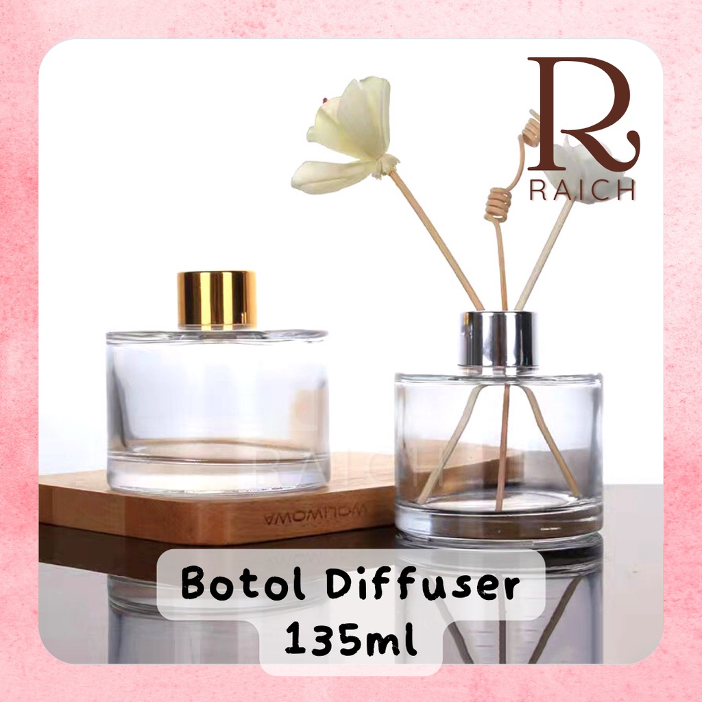 Jual Ml Bulat Botol Reed Diffuser Transparan Clear Hitam Kaca Tebal