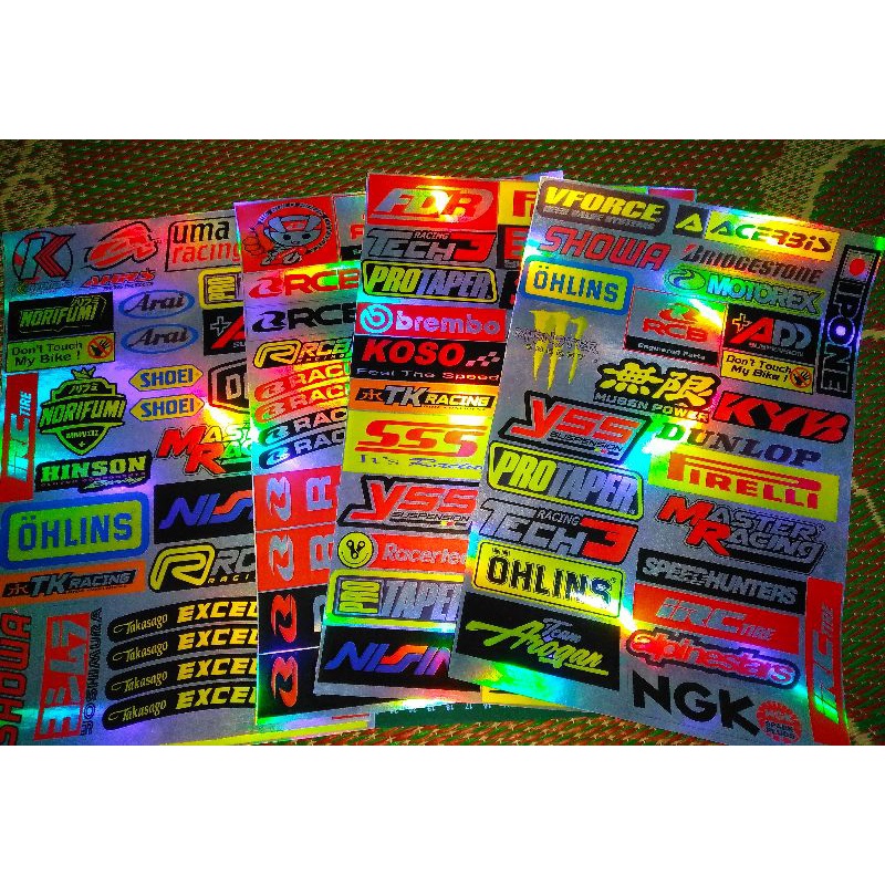 Jual Sticker Racing Hologram Pelangi Stiker Motor Pelangi Isi