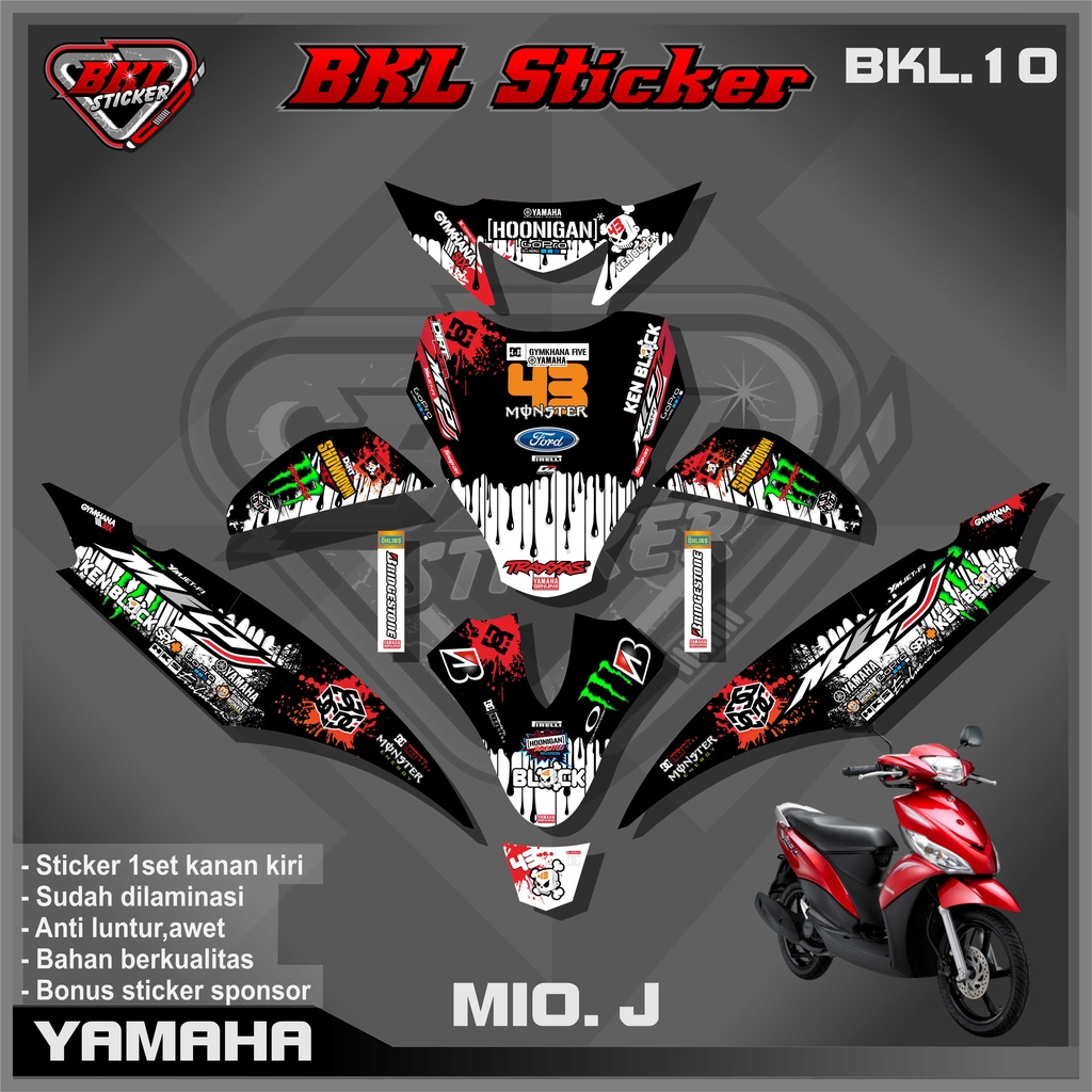 Jual Stiker Striping Decal Variasi Lis Mio J Full Body Desain Racing