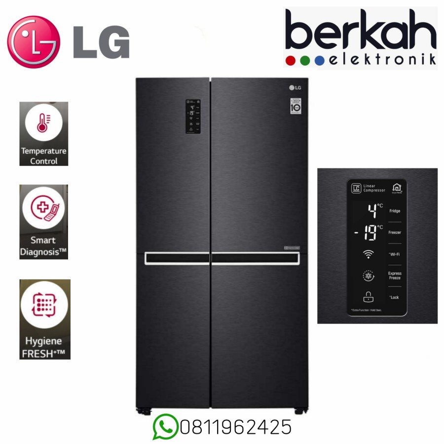 Jual LG KULKAS SIDE BY SIDE 626L GCB247SQUV Shopee Indonesia