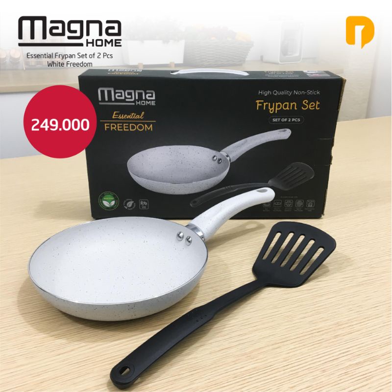 Jual Magna Essential Frypan Set Of Pcs White Freedom Teflon Serbaguna