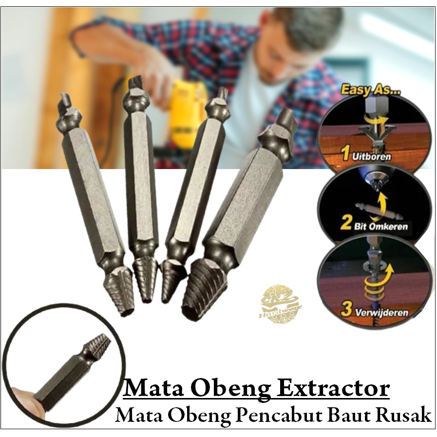 Jual Mata Obeng Mata Bor Pencabut Baut Rusak Screw Extractor Broken