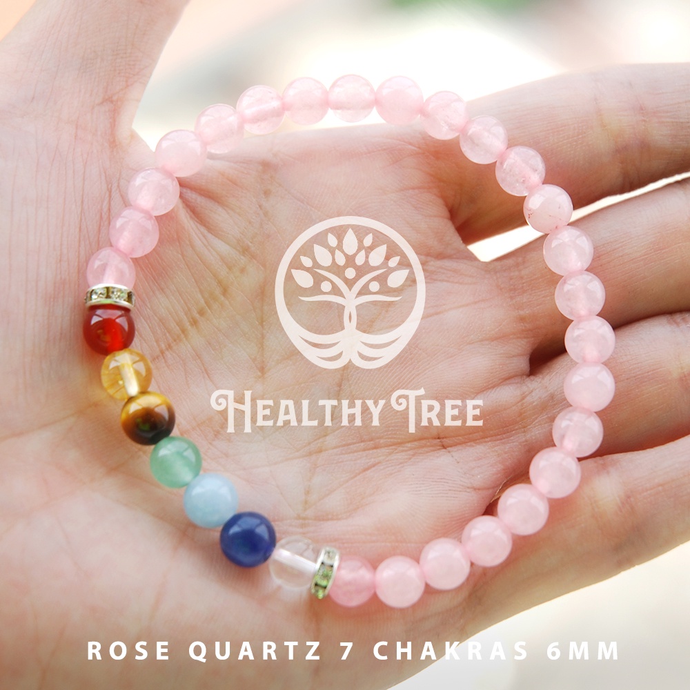 Jual Gelang Batu Kristal Chakra Mix Rose Quartz Natural Shopee