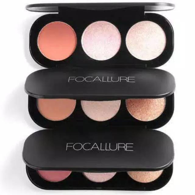 Jual FOCALLURE Palet Highlighter Blusher 3 Warna ORIGINAL Shopee