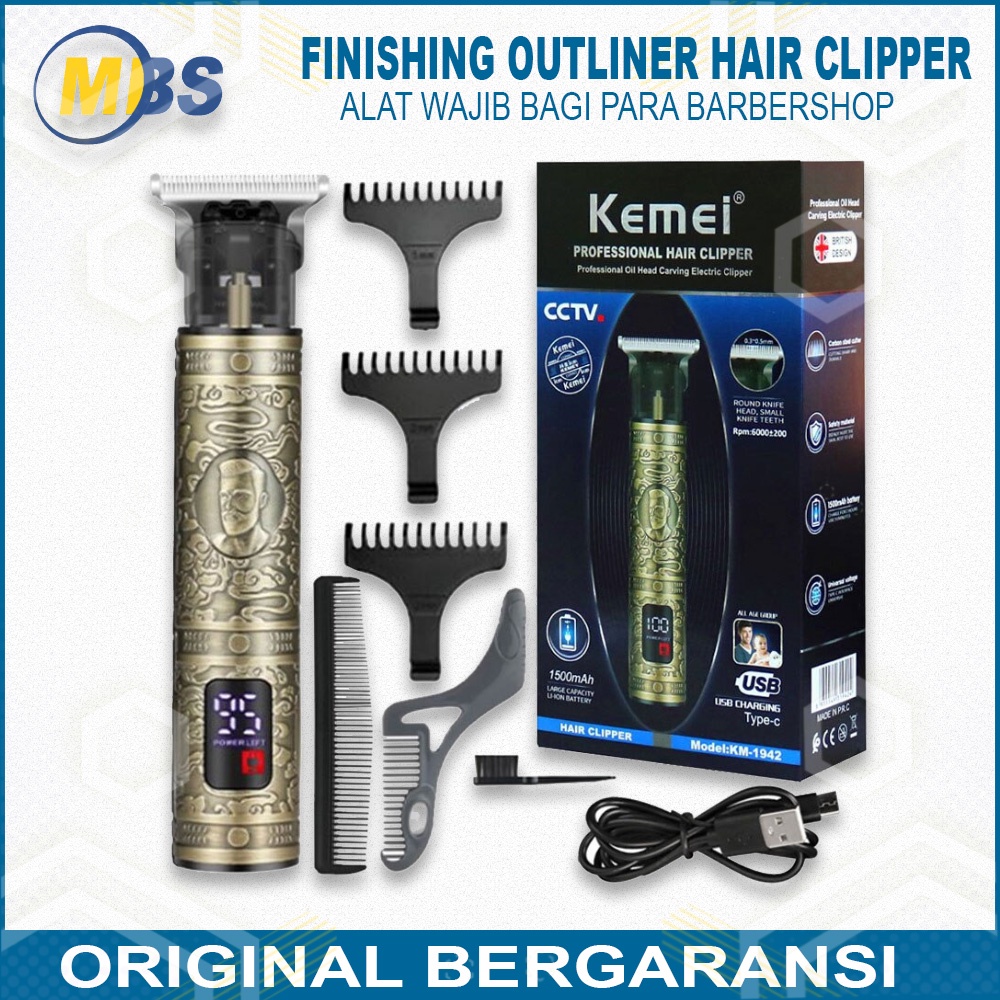 Jual Alat Cukur Outliner Rambut Kemei KM 1942 Hair Clipper Charger