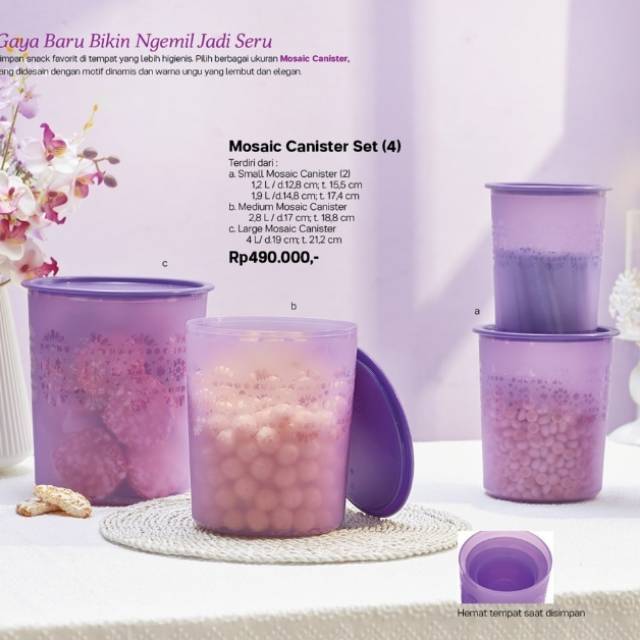 Jual Mosaic Canister Set 5 Ungu Toples Tupperware Shopee Indonesia