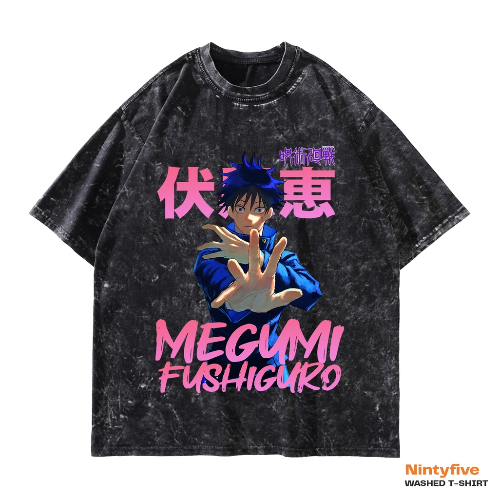 Jual Baju Anime Jujutsu Kaisen Megumi Fushiguro Washed Kaos Fushiguro