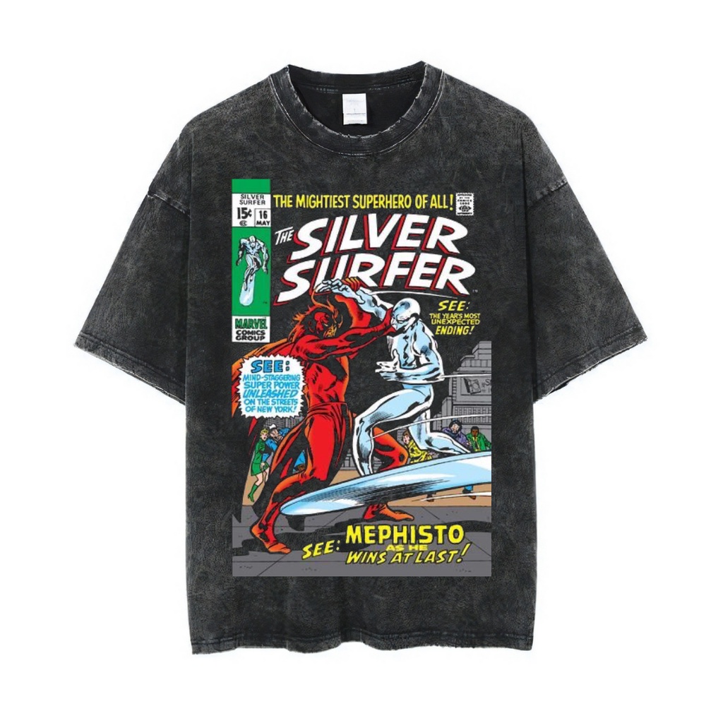 Jual Psycho Crucify The Silver Surfer Oversized T Shirt Stone Wash