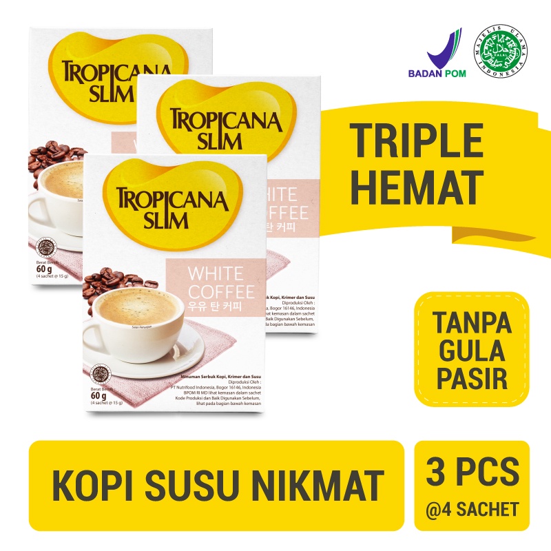 Jual Triple Pack Tropicana Slim White Coffee 4 Sch Kopi Susu Nikmat