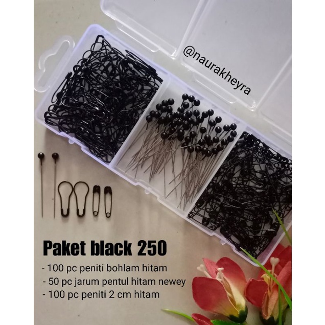 Jual PAKET Pin Hijab BLACK Hijab Kit Isi Peniti Jarum Pentul Tuspin